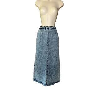 Diamond Denim & Leather | Vintage 90’s Acid Wash Maxi Skirt | Size 11/12‎